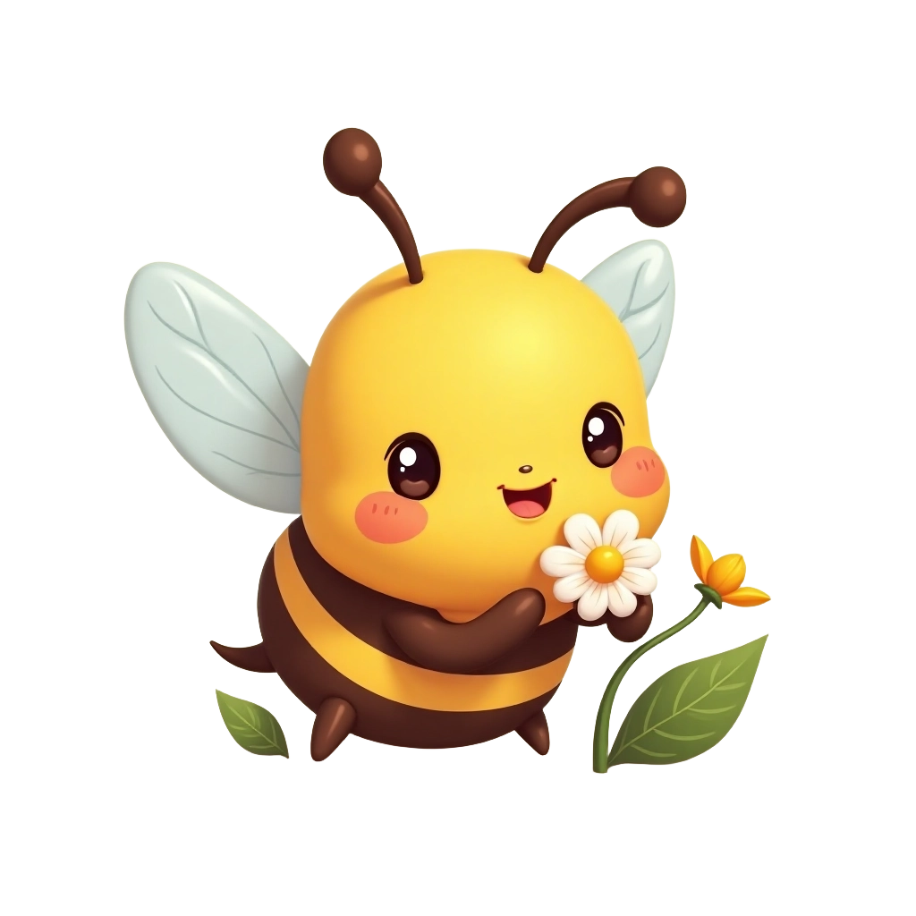 Adorable Bee with Flower